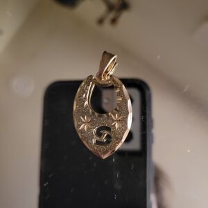 3/20$*Gold Star-Engraved Shield Pendant with 'S' Motif